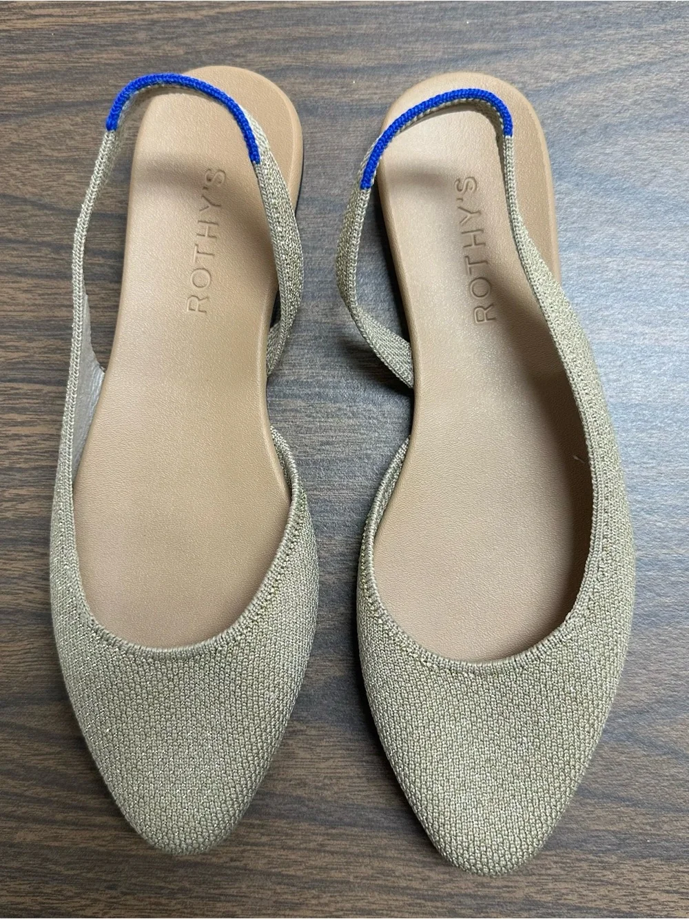 ROTHY'S The Almond Slingback Metallic Prosecco Beige Flats Women's Size 6.5 - Picture 3 of 15